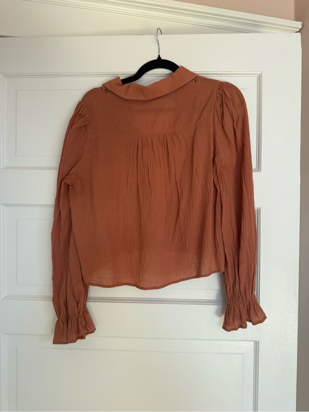Boho Button-Front Peasant Top - Pink - Picture 2 of 6